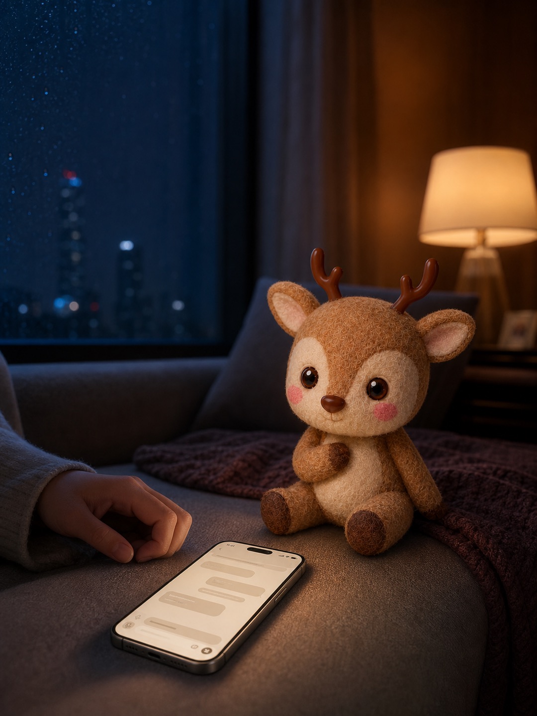 The Dear Lera deer beside a phone at night